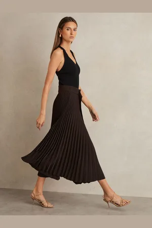 Reiss Ava - Pleated Belted Midi Skirt