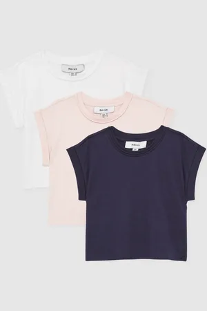 Reiss Terry 3 Pack - Cotton-Jersey Cropped T-Shirt 3 Pack