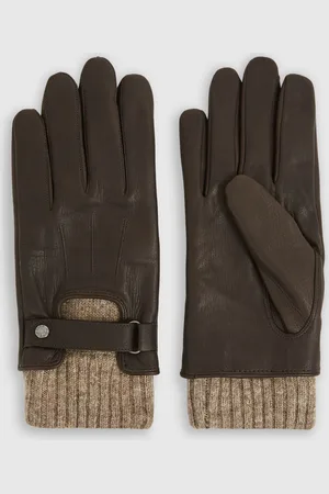 Reiss Sanford - Leather Ribbed-Cuff Gloves