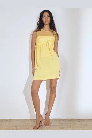 Reiss Liliana - citron - Atelier Ribbon-Tie Corset Shift Dress
