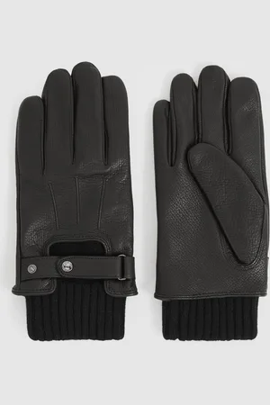 Reiss Sanford - Leather Ribbed-Cuff Gloves