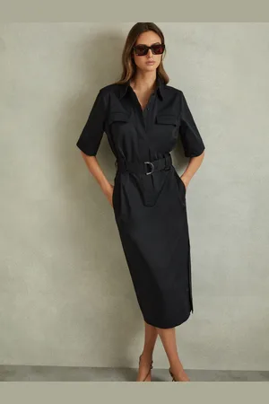 Reiss Aimie - Robe mi-longue utilitaire en m??lange de coton avec ceinture