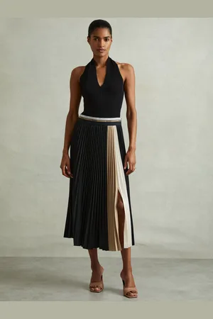 Reiss Iris - Pleated Waistband Detail Midi Skirt