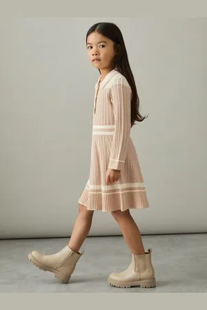 Reiss Colette - Rib-Knit Pointelle Flared Dress