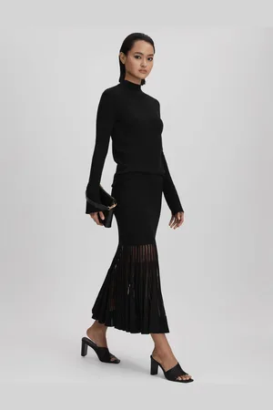 Reiss Tilly - Jupe mi-longue ??vas??e en maille transparente