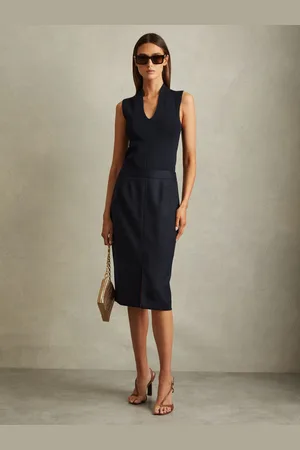Reiss Hallie - Textured Pencil Midi Suit Skirt