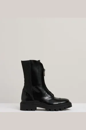 Reiss Sophie - Leather Zip-Front Ankle Boots