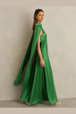 Reiss Fae - Robe longue effet cape en satin