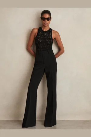 Reiss Priya - Twill High Rise Flared Trousers