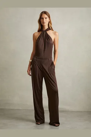 Reiss Claudia - Jersey Halter Neck Wide Leg Jumpsuit