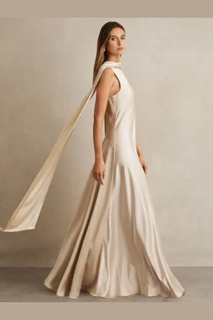 Reiss Fae - Robe longue effet cape en satin