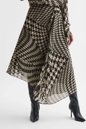 Reiss Oksana - Jupe midi asym??trique pied-de-poule