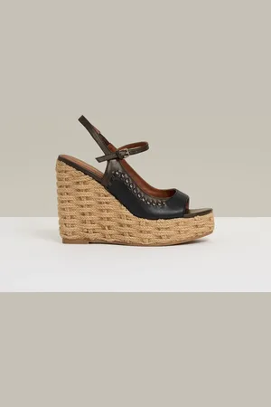 Reiss Camila - Leather Whipstitch Wedges Sandals