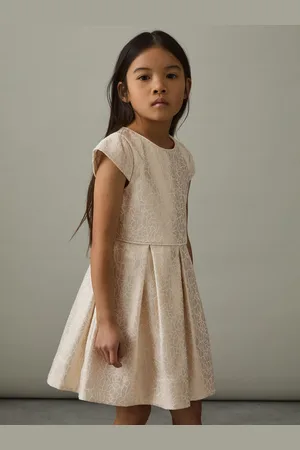 Reiss Nia - Brocade Cap-Sleeve Pleated Dress