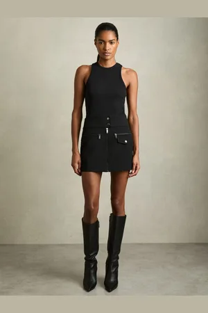 Reiss Poppy -Imprim?? coquelicots Zip-Through Ponte Mini Skirt