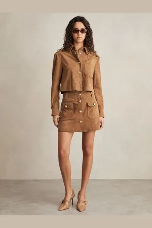 Reiss Connie - Suede Button-Through Mini Skirt