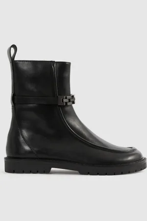 Reiss Safia - Leather Chain-Strap Ankle Boots