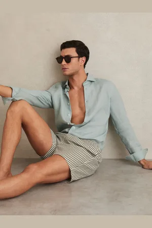 Reiss Bay - Short de bain ?? rayures en cr??pon de coton