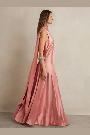 Reiss Fae - Robe longue effet cape en satin