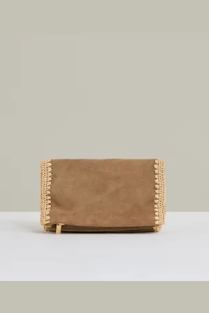 Reiss Emie - Emie Suede Woven-Trim Clutch Bag