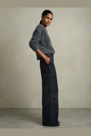 Reiss Ava - Cotton-Tencel Wide-Leg Combat Trousers
