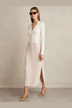 Reiss Pippa - Pleated Jersey Midi Skirt