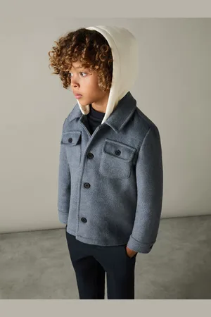 Reiss Liam - Removable-Hood Brushed-Twill Overshirt