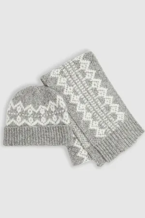 Reiss Berwin - Berwin Fair Isle Hat and Scarf Set