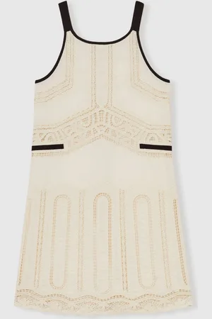 Reiss Crochia - Crochia Cotton Contrast-Trim Lace Dress