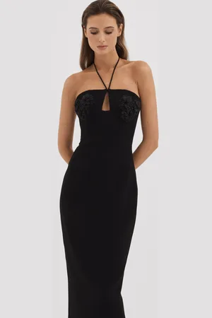 RACHEL GILBERT Robe moulante mi-longue orn??e