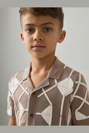 Reiss Terrazzo - Geometric Embroidery Knit Shirt