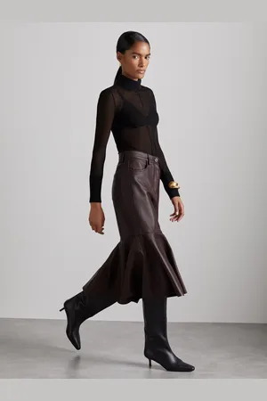Reiss Luella - bordeaux - Atelier Leather Fluted Midi Skirt