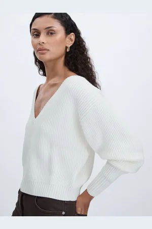 GOOD AMERICAN Cozy V-Neck -Cozy V Neck Ribbed V-Neck Jumper