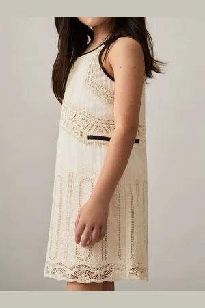 Reiss Crochia - Cotton Contrast-Trim Lace Dress