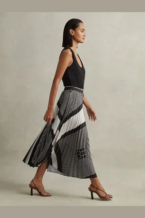 Reiss Gabi - Jupe mi-longue pliss??e imprim??e