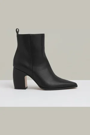 Reiss Amy - Leather Blocked Heel Ankle Boots