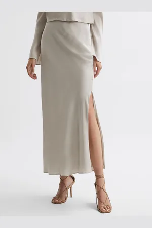 Reiss Avril - Jupe mi-longue taille haute ajust??e effet m??tallis??