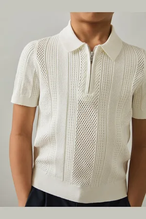 Reiss Texas - Textured-Knit Half-Zip Polo Shirt