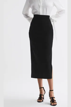 Reiss Leona - Jupe mi-longue en velours fronc??