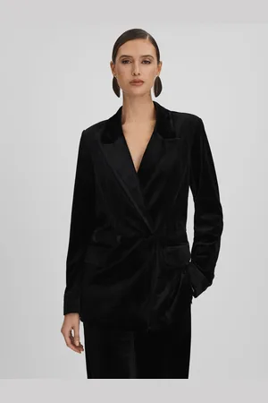 GOOD AMERICAN Blazer de costume crois?? en velours