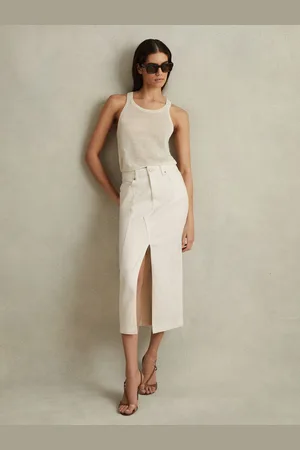 Reiss Danica - Jupe mi-longue en jean taille haute