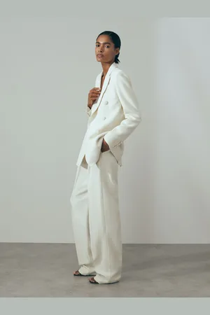 ATELIER Sienna - Italian Double Breasted Textured Suit Blazer with Silk