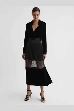 Reiss Tilly - Jupe mi-longu ajust??e en velours satin??