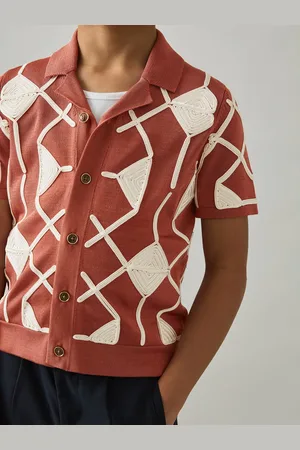 Reiss Terrazzo - Geometric Embroidery Knit Shirt