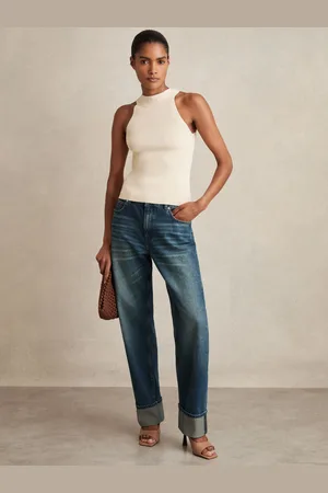 Reiss Belinda - Straight-Leg Turn-Up Jeans