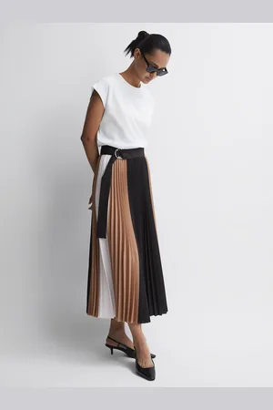 Reiss Ava - Jupe mi-longue pliss??e color block