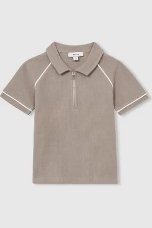 Reiss Lolland - Lolland Cotton Textured Half Zip Polo Shirt