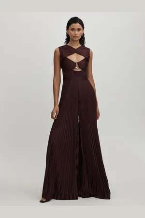 AMUR Rosalynn Jumpsuit - Cut-Out Pleated Wide Leg Jumpsuit