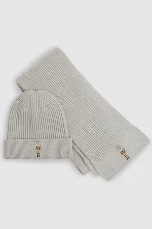Reiss Cornelius - Christmas Nutcracker-Embroidered Hat and Scarf Set