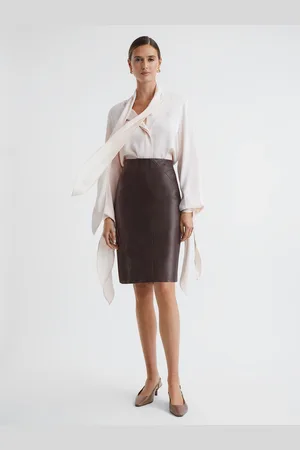 Reiss Raya - Jupe mi longue taille haute en cuir